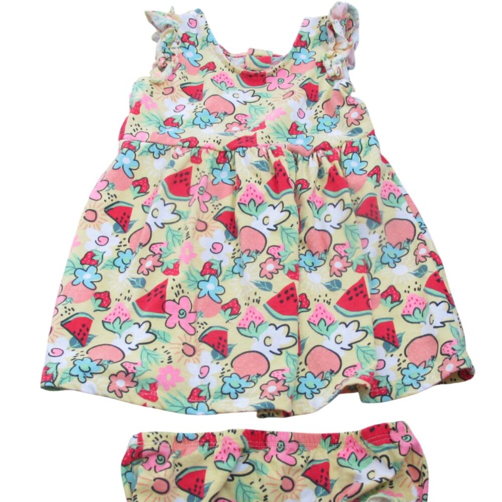 Kidgets 2 Pc Sleeveless Pullover Sundress Bloomer Outfit Girls 24M‎ Yellow Fruit
